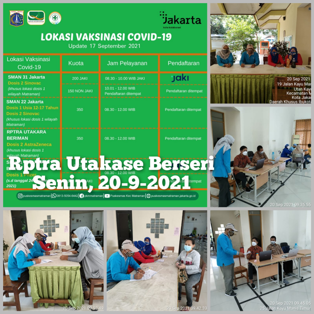 Perbantuan kegiatan vaksinasi Kecamatan Matraman